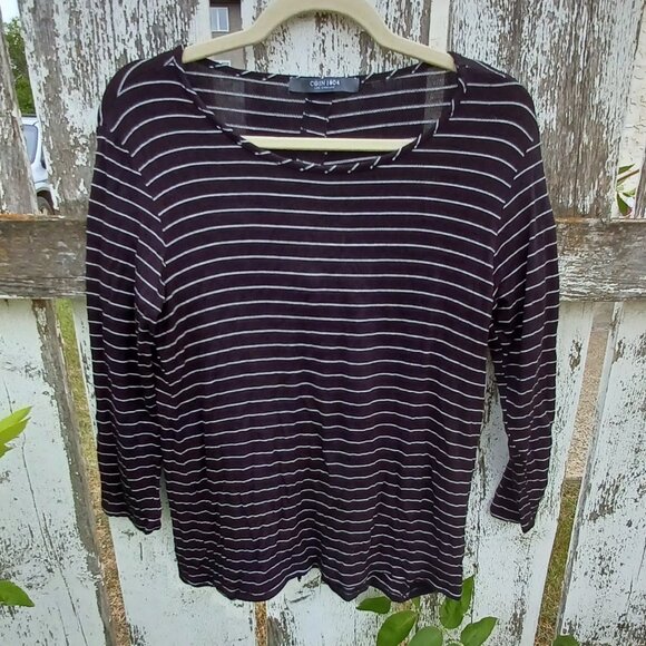 Coin 1804 Super soft long-sleeved striped T-shirt with button details - Picture 1 of 6